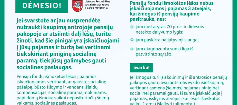SAMD informacija gavus II pensijų kaupimo pakopos lėšas